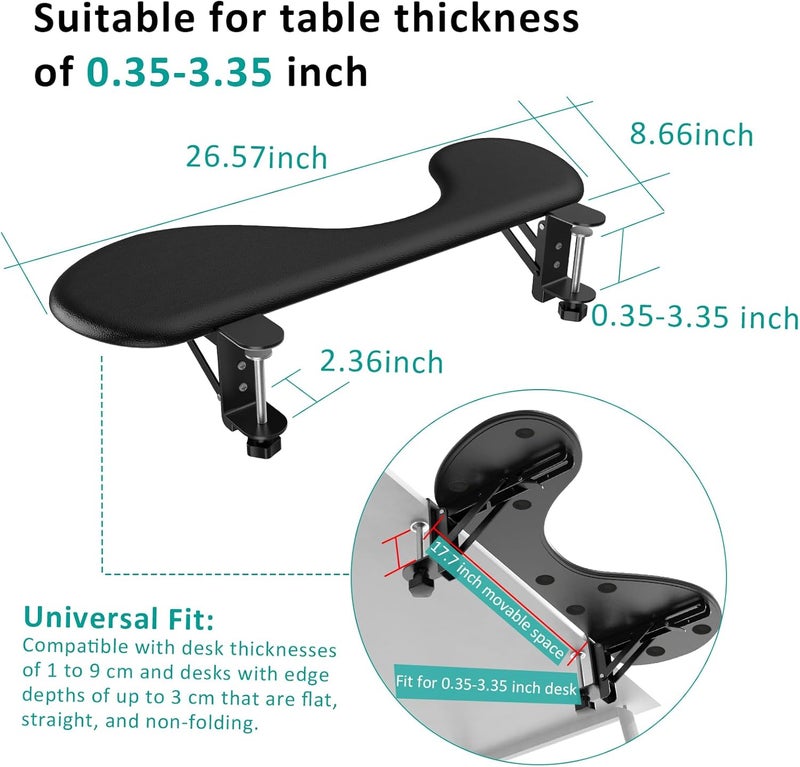 eulps Foldable Desk Extender Tray, Arm Rest for Desk, Ergonomic Forearm Leather Soft Armrest Support, Wrist & Elbow Pad for Home and Office, Easy Typing & Pain Relief - Image 5
